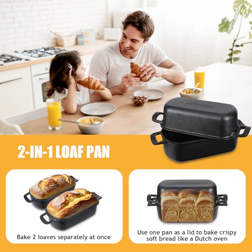 10x5 Cast Iron Loaf Pan with Lid for Sourdough Bread A2817