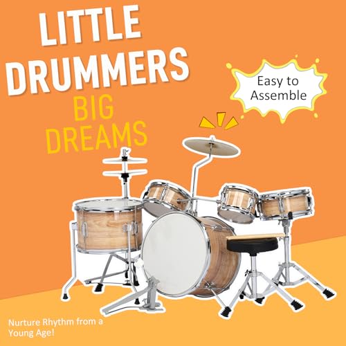 Ktaxon 5-Piece Junior Drum Set with Throne, Pedal & Drumsticks, Black Y61267