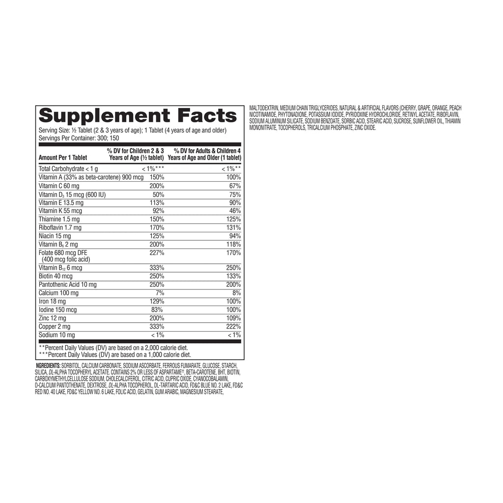 Equate Children's Chewable Multivitamin Tablets, 150 Count H64974