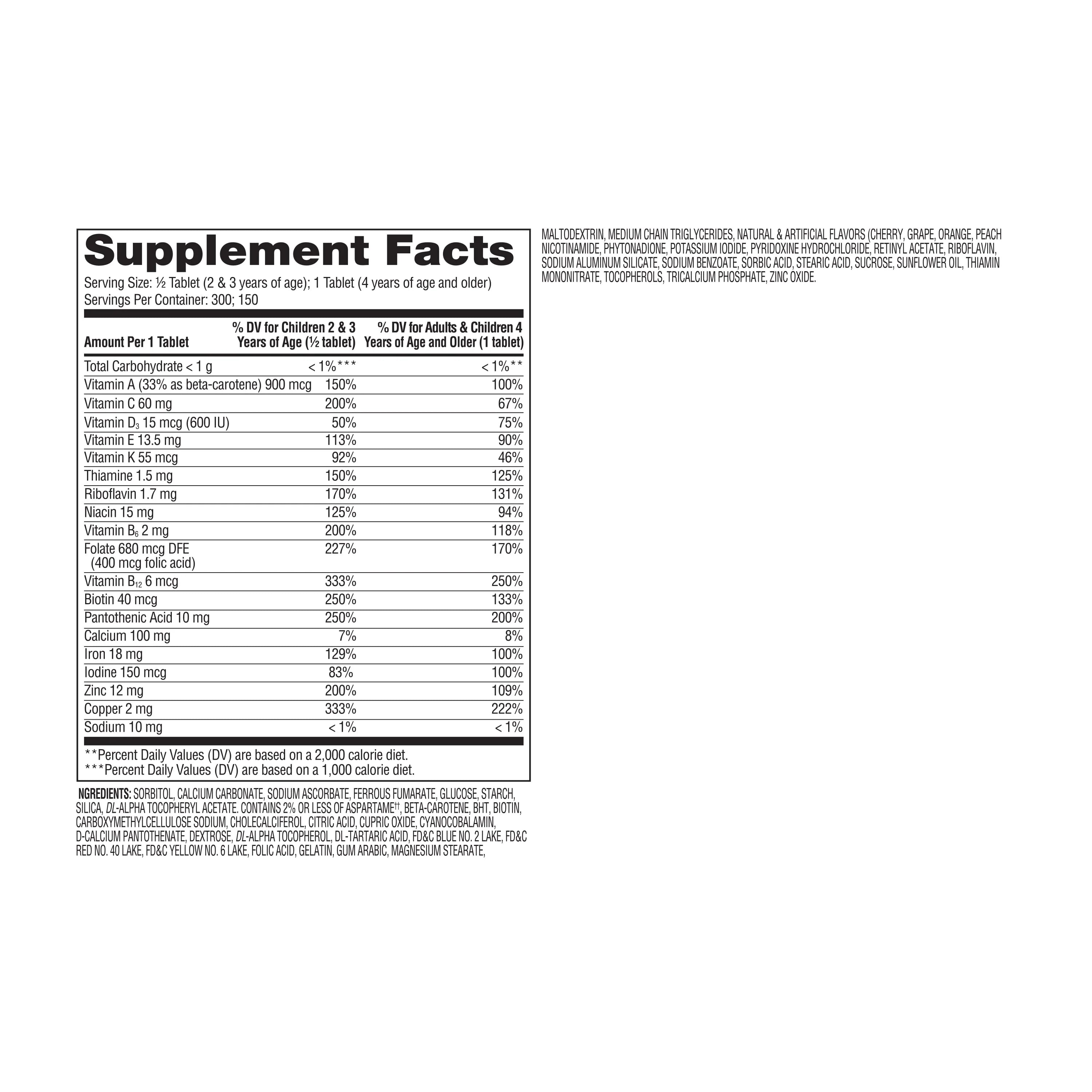 Equate Children's Chewable Multivitamin Tablets, 150 Count H64974