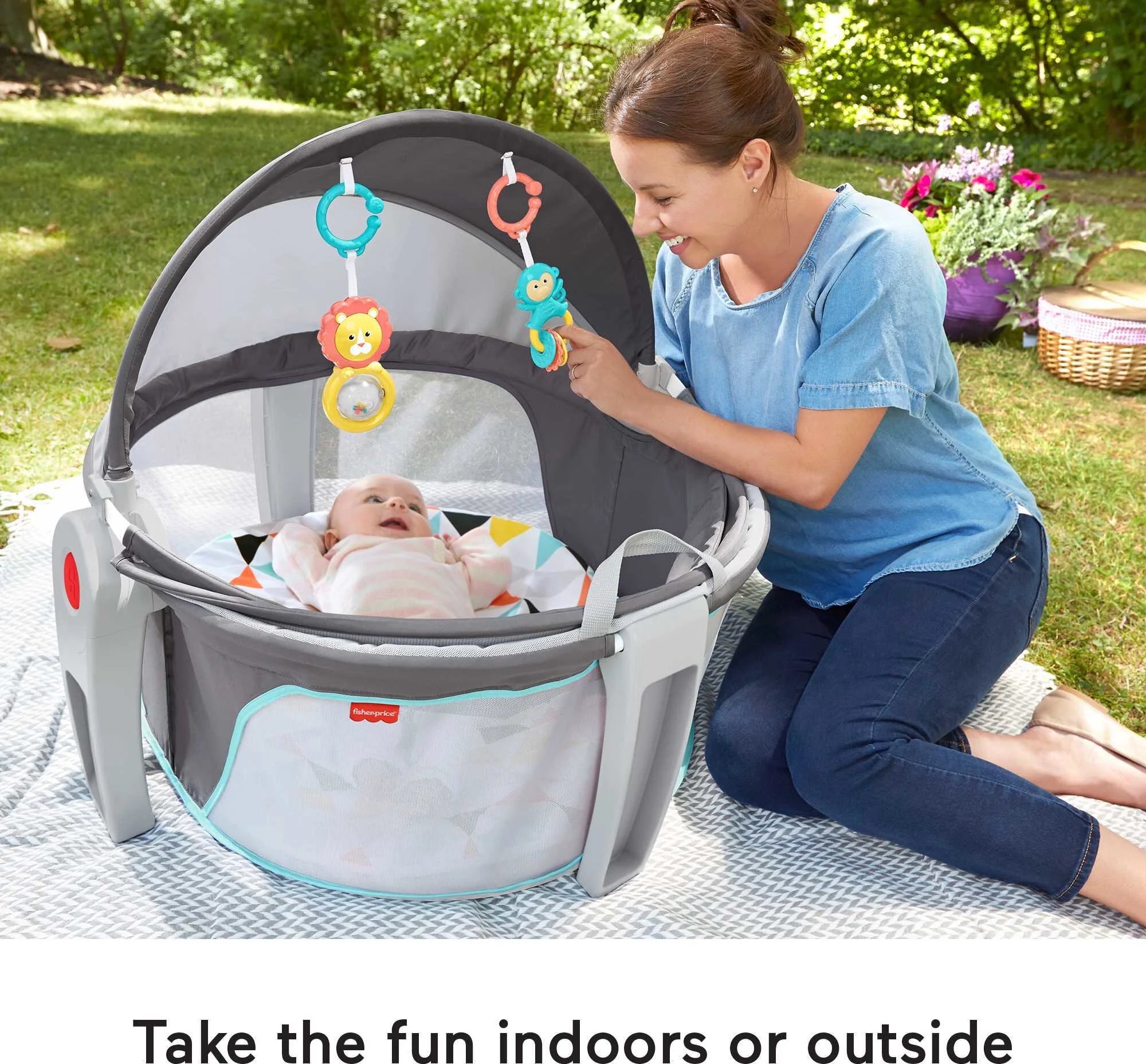 Fisher-Price On-the-Go Infant Dome Portable Bassinet and Play Space with Toys U449