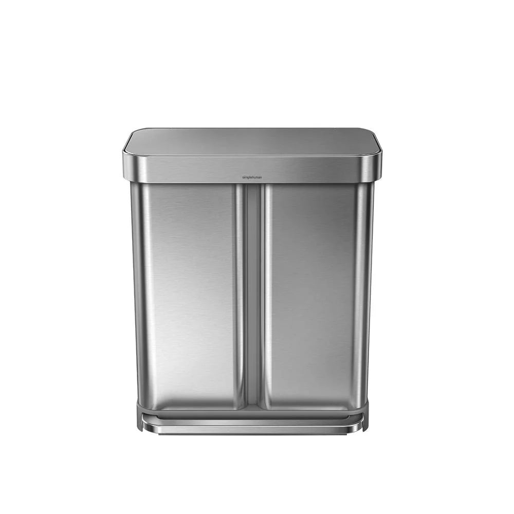 simplehuman 58 Liter Dual Compartment Recycler Kitchen Step Trash Can J29654