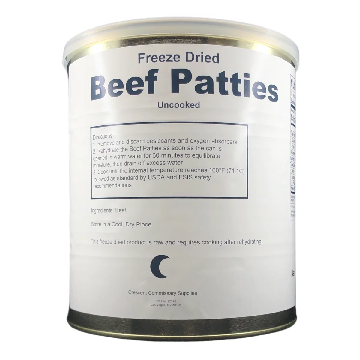 Freeze Dried Hamburger Patties Camping Emergency Food - 25 Year Shelf Life, 1 Can G466