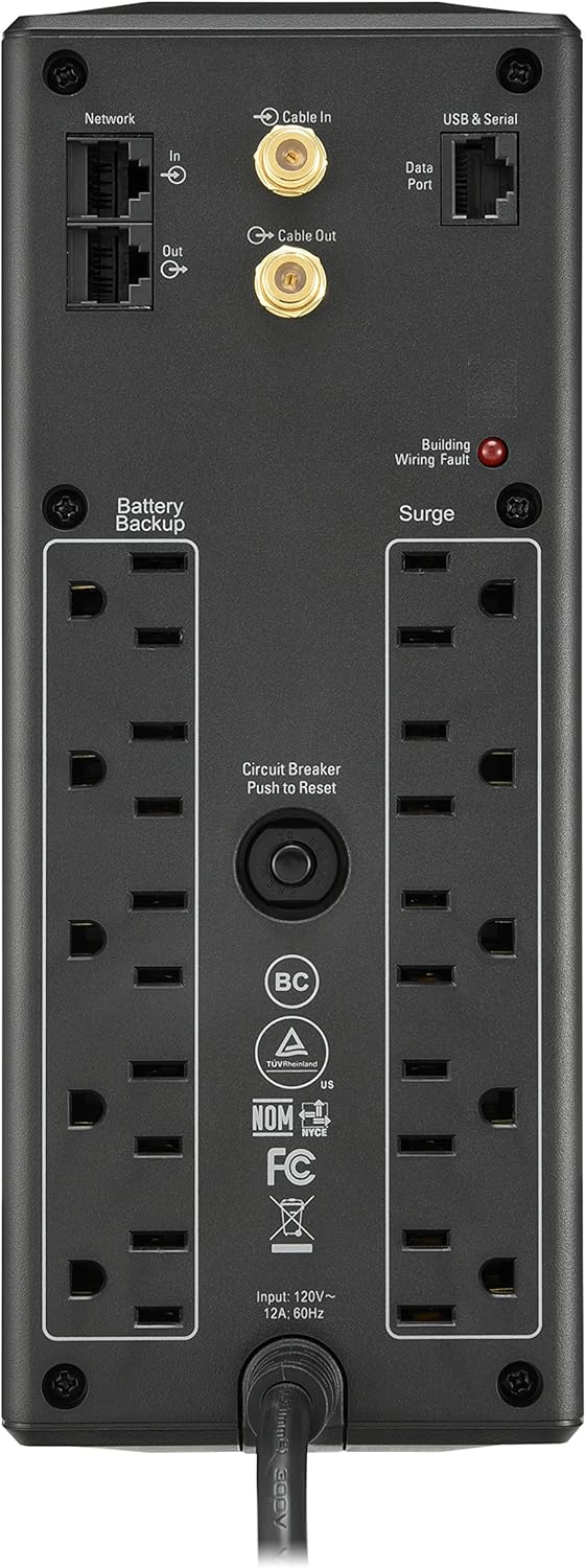APC UPS 1500VA Battery Backup and Surge Protector BX1500M C48133