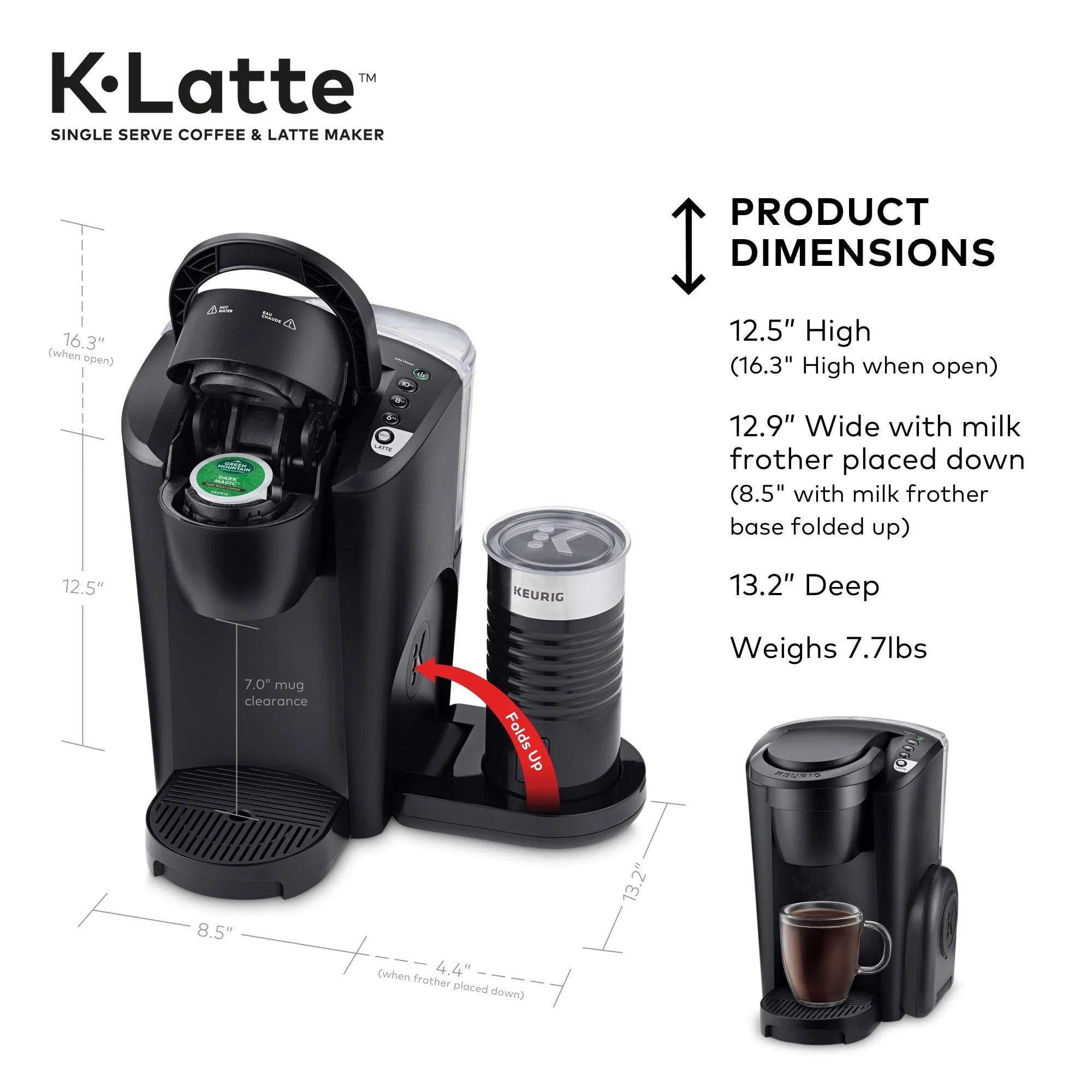 Keurig K-Latte Single Serve K-Cup Coffee and Latte Maker, Black W4344