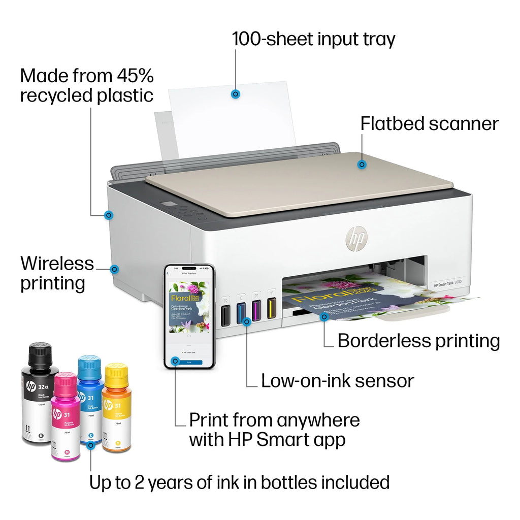 HP Smart Tank 5000 Wireless All-in-One Supertank Color Inkjet Printer N791