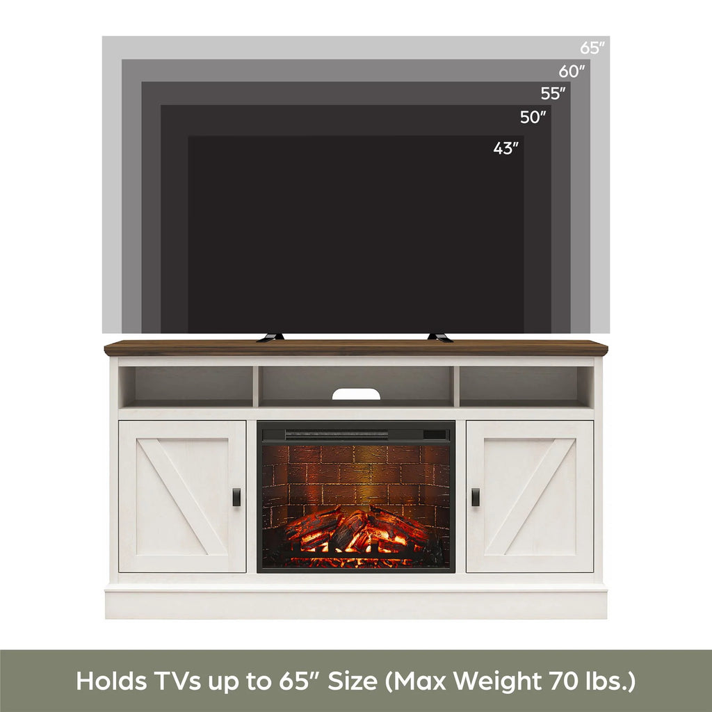 Ameriwood Home Ashton Lane Electric Fireplace TV Stand for TVs up to 65, Black Oak D206311