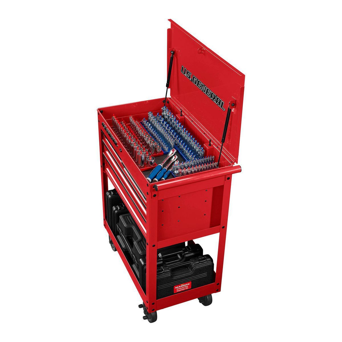 U.S. GENERAL 30 in. 4-Drawer Tech Cart, Red Y546116