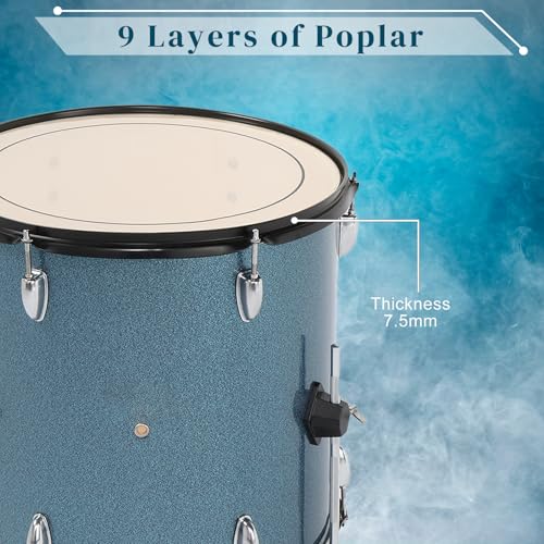 Ktaxon 22 Inch 5-Piece Adult Drum Set with Cymbals and Stool (Blue) G680