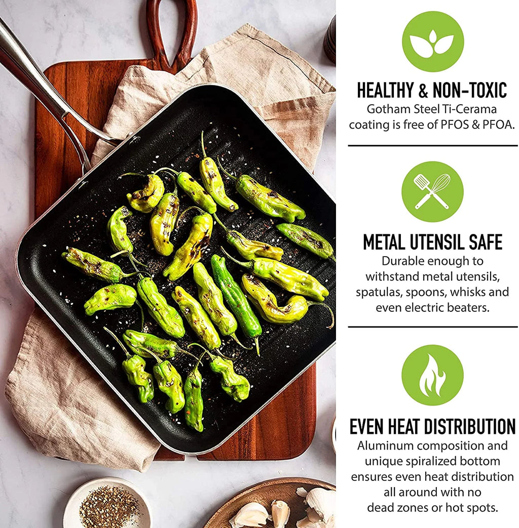 Gotham Steel Nonstick Grill Pan 10.5 Inch C831