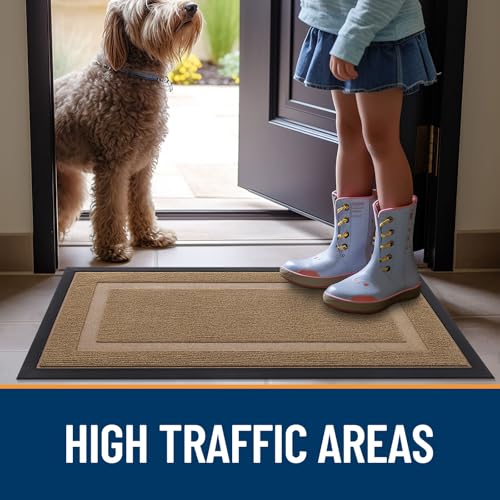 OLANLY Front Door Mat Indoor Outdoor Entrance, Waterproof, 36x24, Black P2970