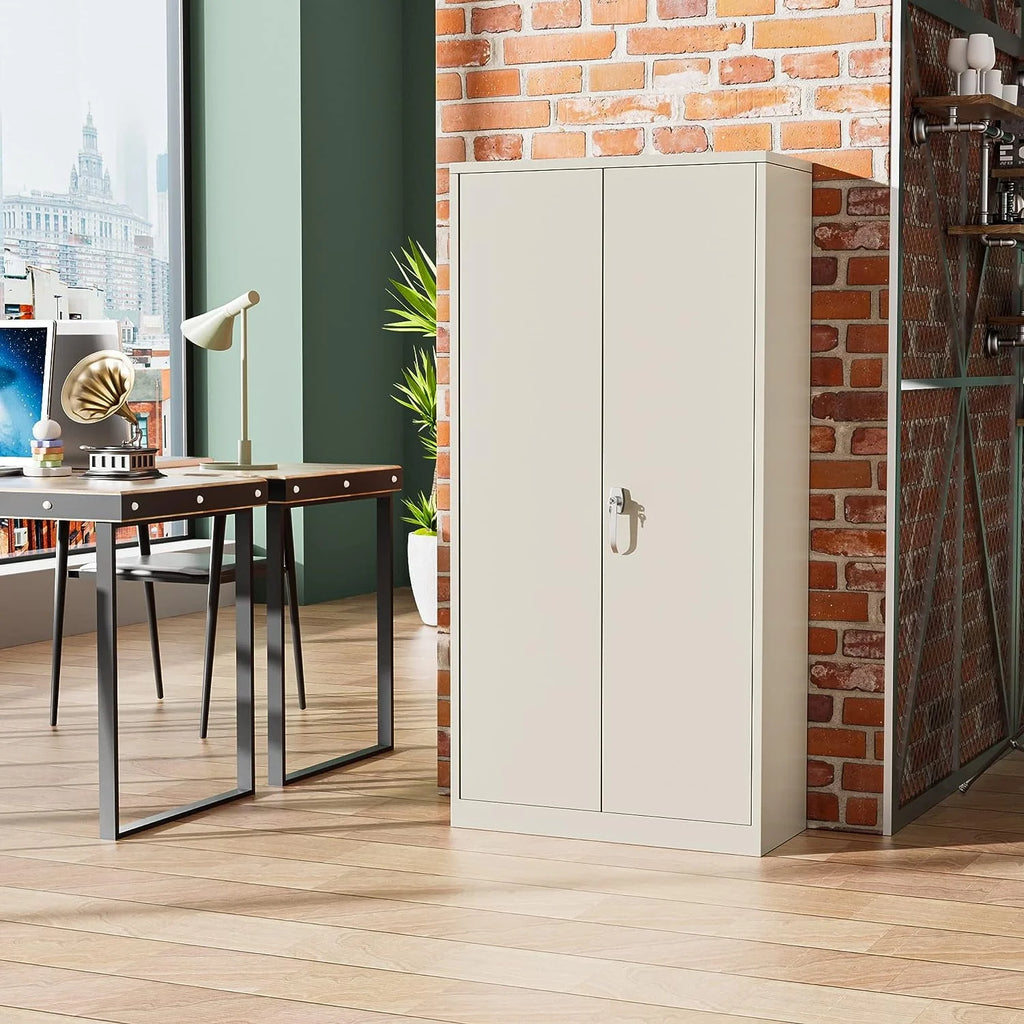 Metal Storage Cabinet with Locking Doors, 72" Tall, Black B350639