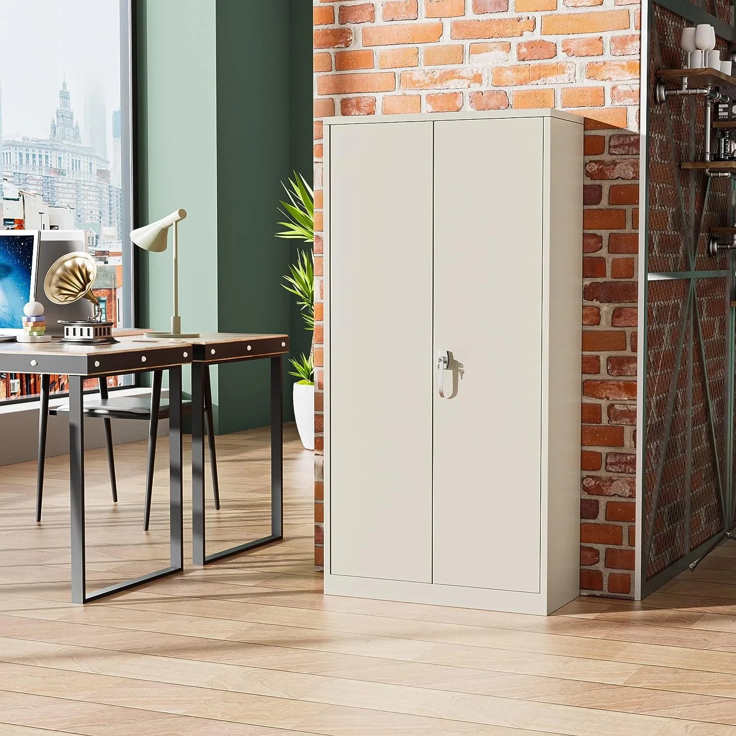 Metal Storage Cabinet with Locking Doors, 72" Tall, Black B350639