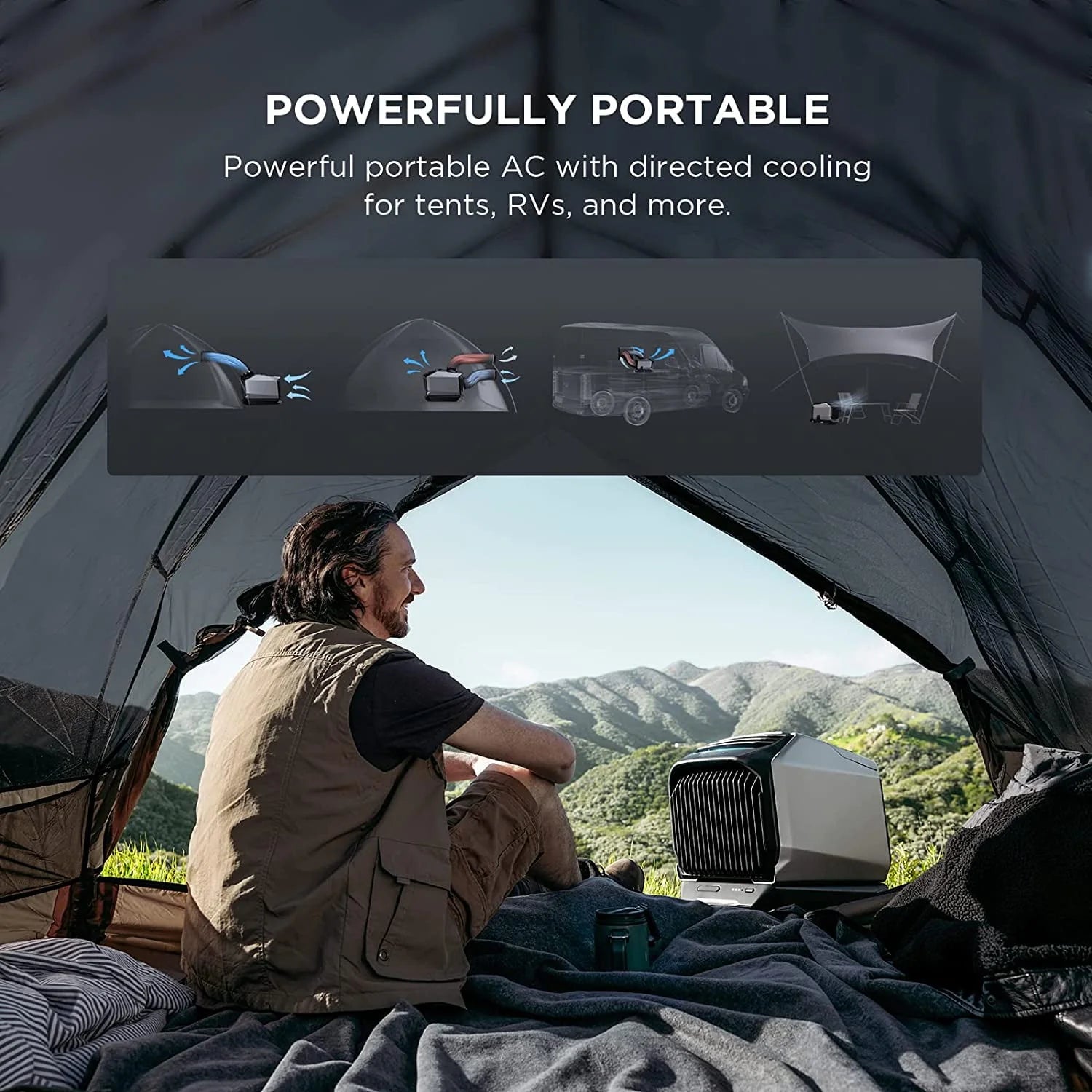 EcoFlow WAVE 2 Portable Air Conditioner with Heat 5100 BTU for Tent, Camping, RV, Home Use Q12141
