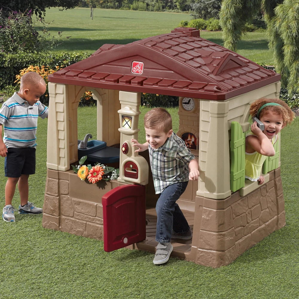 Step2 Neat & Tidy Cottage II Brown Playhouse Plastic Kids Outdoor Toy G21972