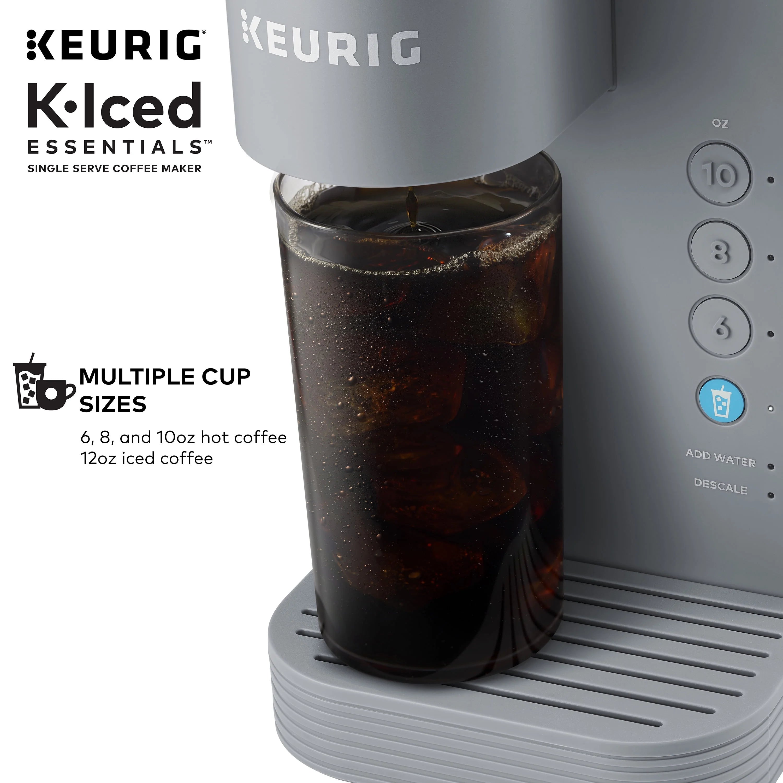 Keurig K-Iced Essentials Gray Iced and Hot Single-Serve K-Cup Pod Coffee Maker S5122