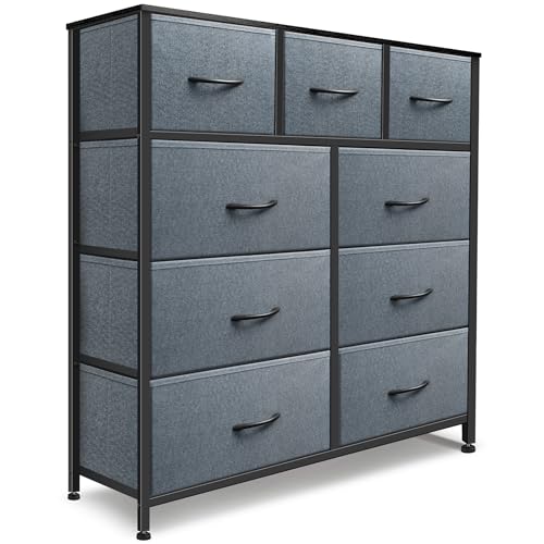 9 Drawer Dresser for Bedroom, Charcoal Black Fabric Storage Chest K84969