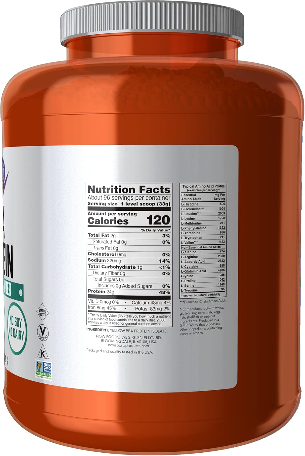 NOW Sports Nutrition Pea Protein 24g Unflavored Powder 7-Pound Pack of 2 O677484