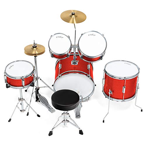 Ashthorpe 5-Piece Junior Drum Set with Brass Cymbals and Adjustable Throne L91179