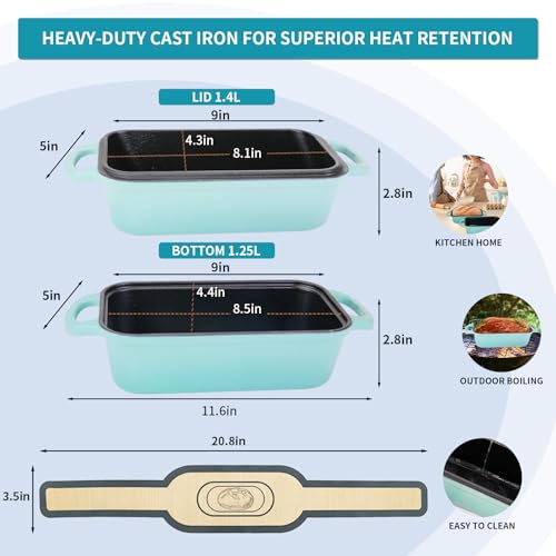 Cast Iron Bread Pan with Lid 9"x5", Set of 2 (Black) N777454