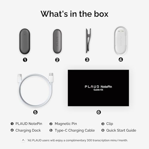PLAUD NotePin AI Voice Recorder, 64GB, Lunar Silver R2605