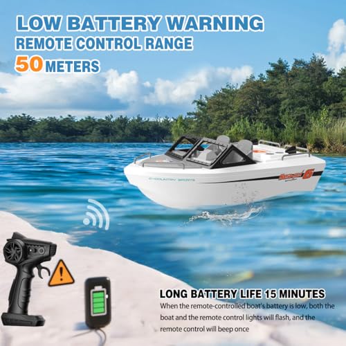RC Boat with Turbine Water Jet, 2.4GHz Remote Control, 1:12 Scale Model Ship E37713