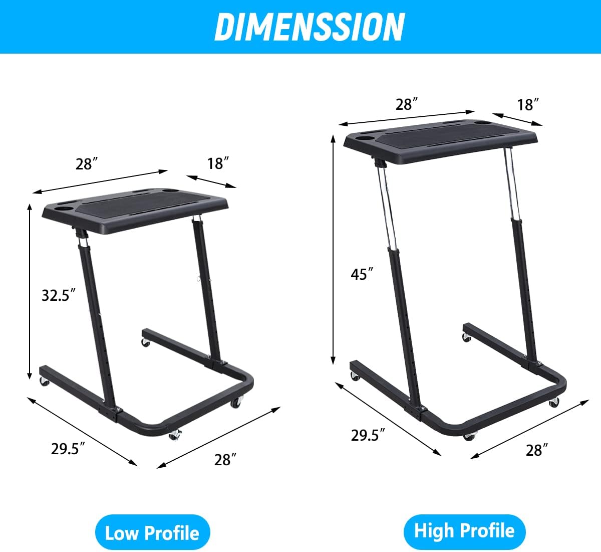Racketon Large Adjustable Bike Trainer Desk Portable Standing Desk Q4709