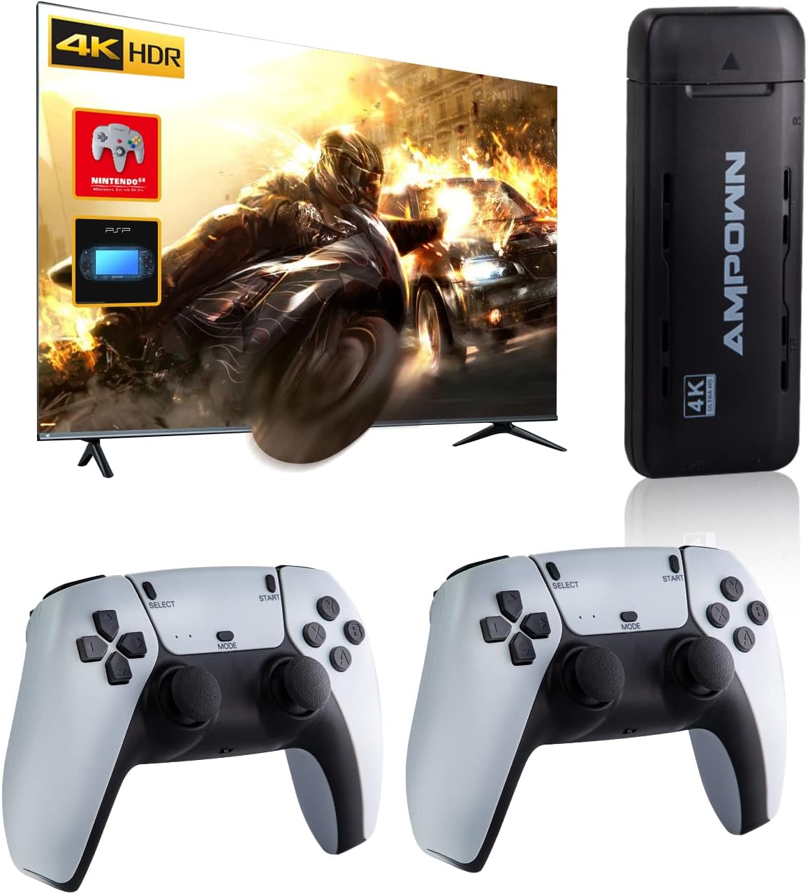 U9 Retro Game Console, Plug and Play Video Games Built-in 12000+ Classic Game 4K Ultra HD Game Stick with 2.4G Wireless Joystick Controller Supports 20+ Emulators