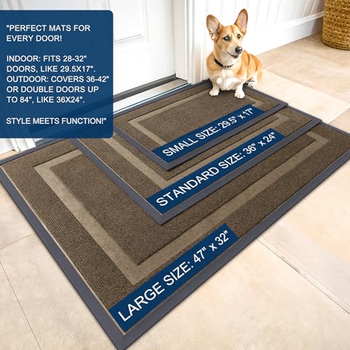OLANLY Front Door Mat Indoor Outdoor Entrance, Waterproof, 36x24, Black P2970