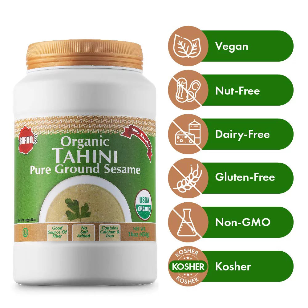 Baron's Organic Pure Tahini Sesame Paste 16oz (12 Pack) W5771