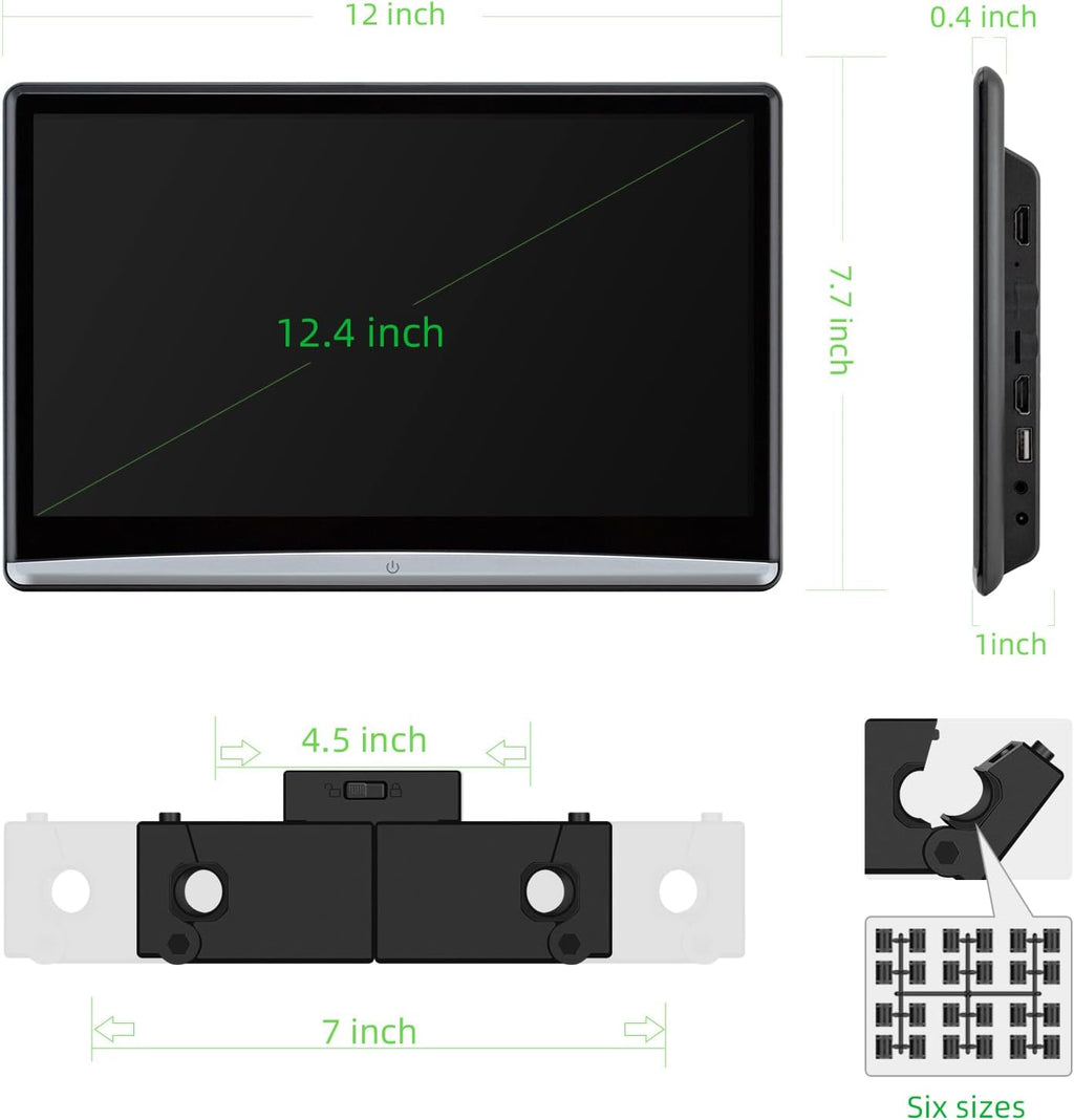12.4" Android 10 Car Headrest Video Player with Touch Screen, WiFi, Bluetooth U26867