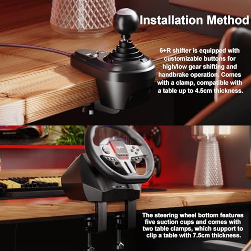 PXN V9 Gen2 Racing Wheel with 3 Pedals and H Shifter for PC, PS4, Xbox One Z653738