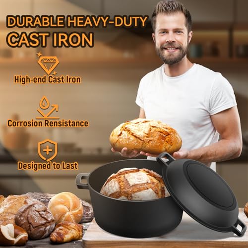Cast Iron Dutch Oven for Bread Baking with Lid Handles, 3.2QT S212269