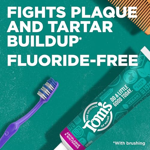 Tom's of Maine Fluoride-Free Antiplaque & Whitening Toothpaste, Peppermint, 5.5 oz, 2-Pack U812