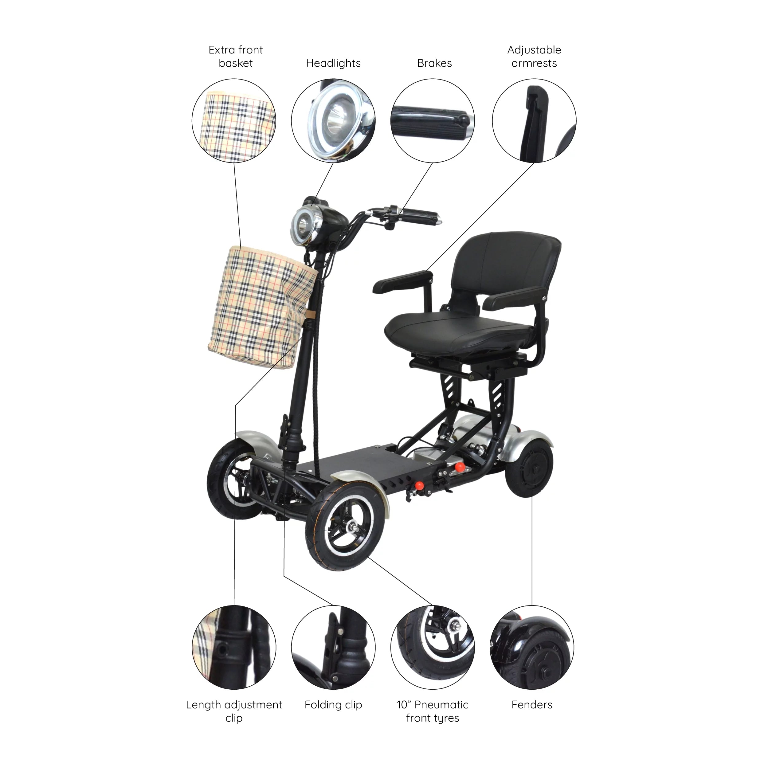 Compact Electric Scooter for Adults with Adjustable Seat and Armrests N441