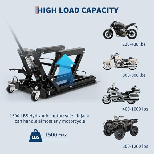 GARVEE 1500 LBS Hydraulic Motorcycle Lift Jack with Wheels U463