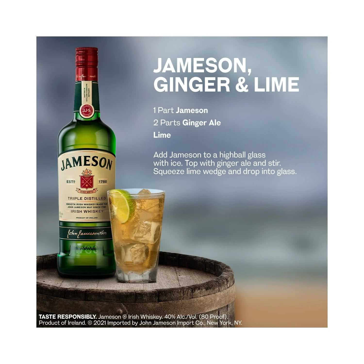 Jameson Original Irish Whiskey, 750 ml, 40% ABV J5184