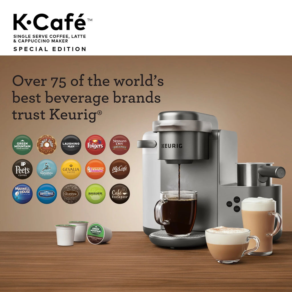 Keurig K-Cafe Special Edition Single Serve K-Cup Pod Coffee, Latte and Cappuccino Maker, Nickel N34174