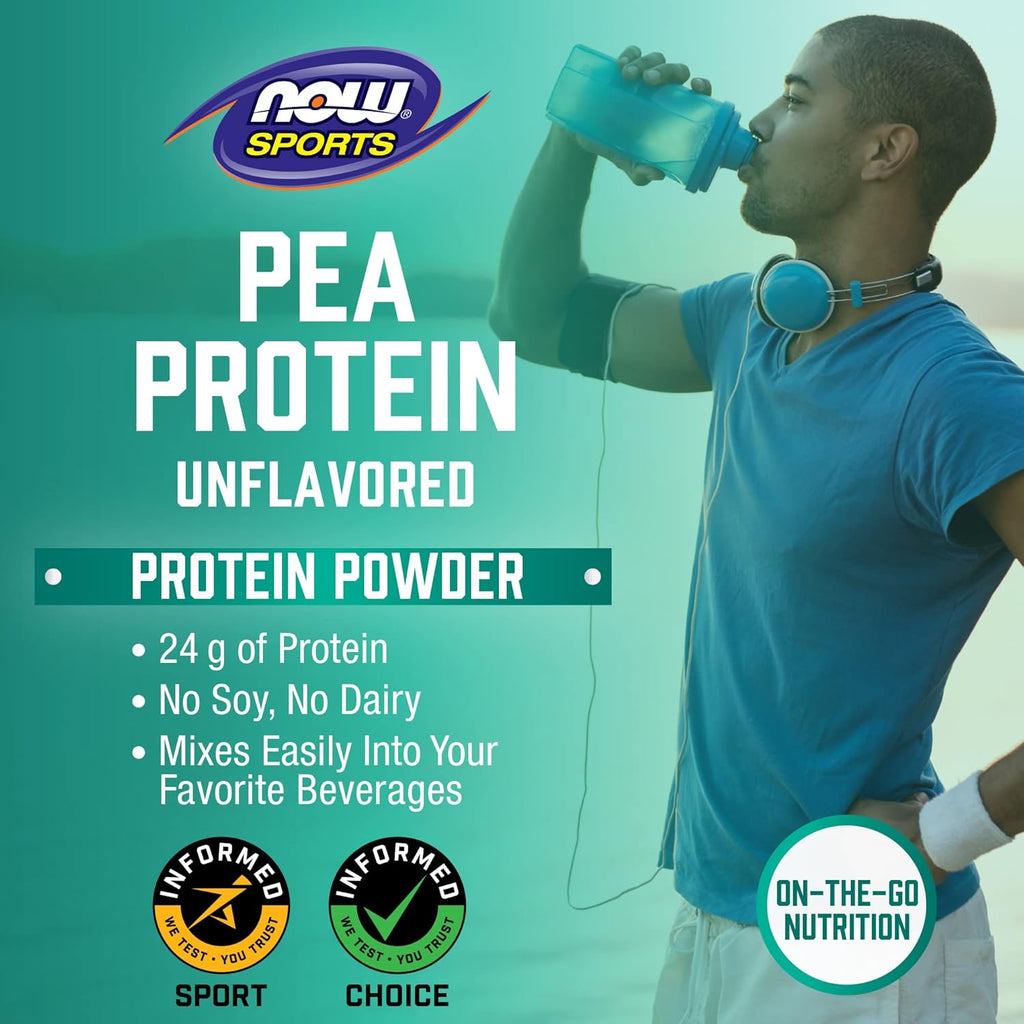 NOW Sports Nutrition Pea Protein 24g Unflavored Powder 7-Pound Pack of 2 O677484