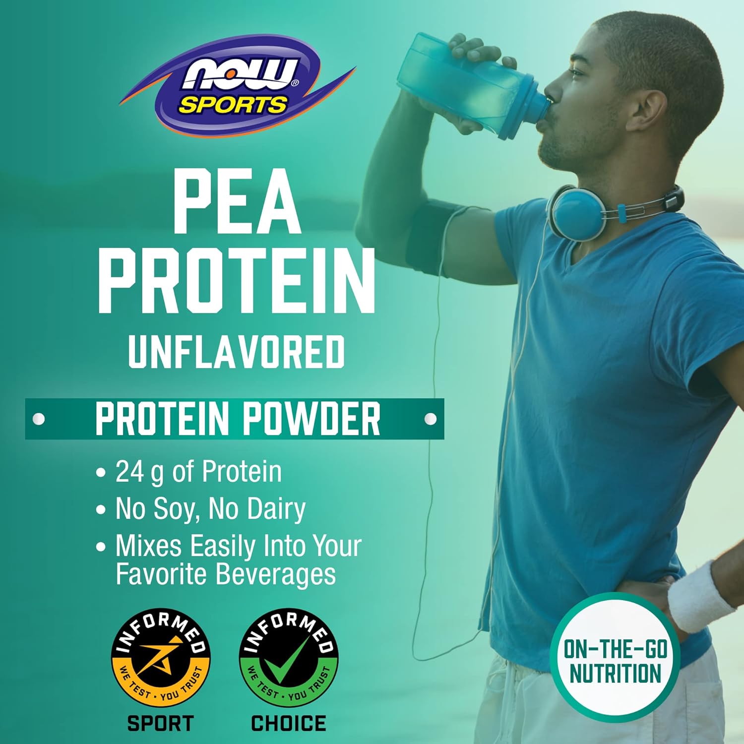 NOW Sports Nutrition Pea Protein 24g Unflavored Powder 7-Pound Pack of 2 O677484