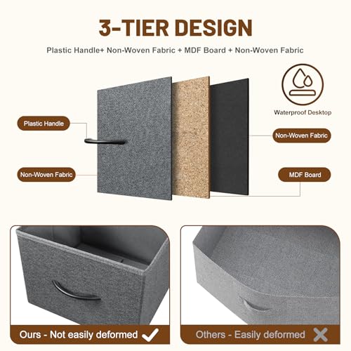 9 Drawer Dresser for Bedroom, Charcoal Black Fabric Storage Chest K84969