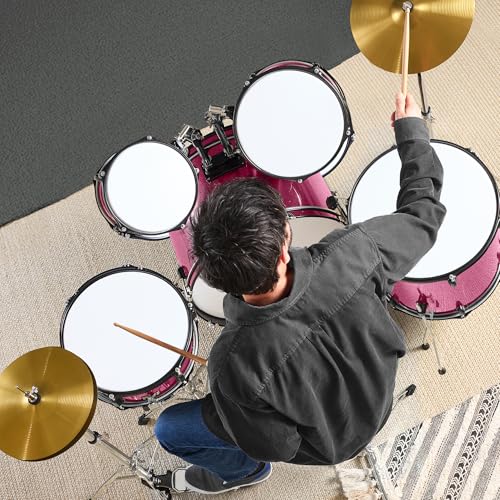 Best Choice Products 5-Piece Full Size Adult Drum Set with Cymbal Stands, Stool, Pedal, Sticks - Dark Blue Sparkle D34023