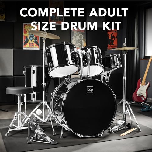 Best Choice Products 5-Piece Full Size Adult Drum Set with Cymbal Stands, Stool, Pedal, Sticks - Dark Blue Sparkle D34023