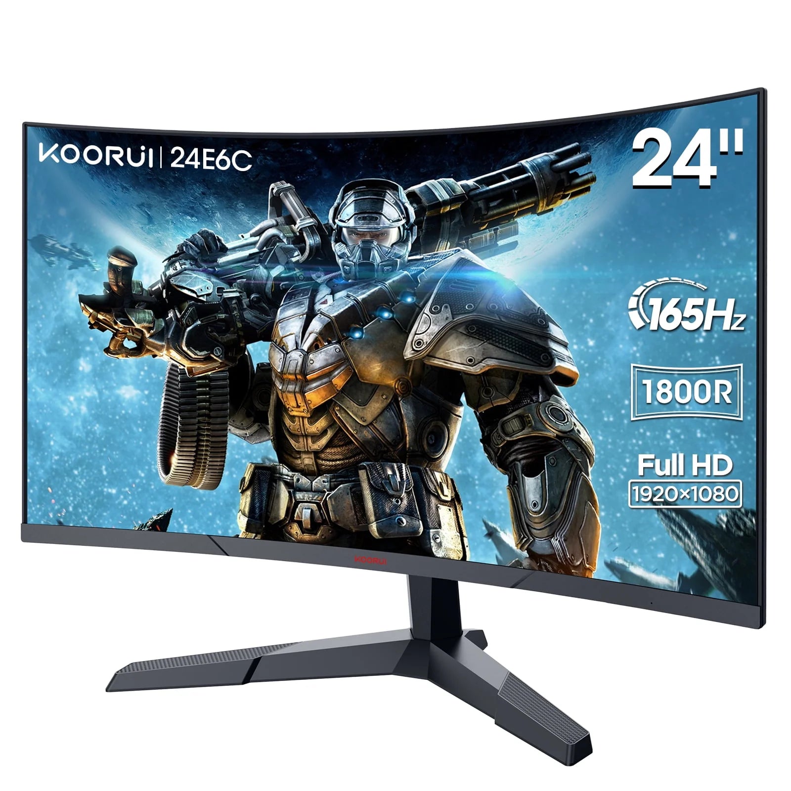 KOORUI 24 inch High-Performance 165Hz/144Hz 1ms(MPRT) 100% sRGB Gaming Monitor,Adpitive sync,3-Side Borderless,FHD 1080P VA Computer Monitor,HDMI/DisplayPort,24E4