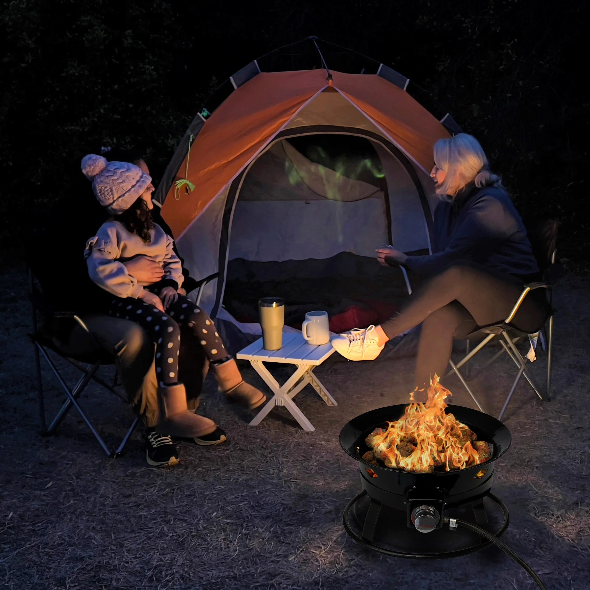 Flame King Portable Propane Outdoor Gas Fire Pit with Cover & Carry Kit E785528