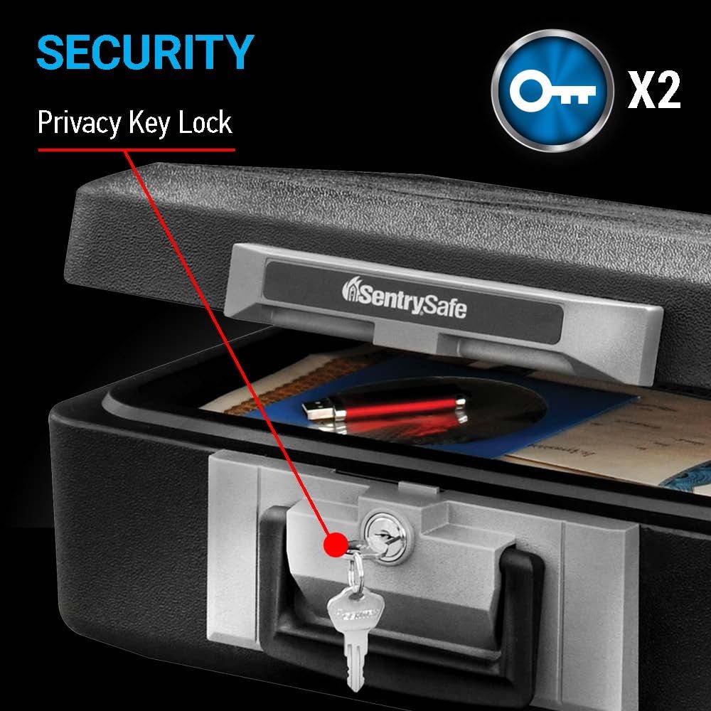 SentrySafe 1160 Fire-Resistant Box Safe with Key Lock, Black U9098