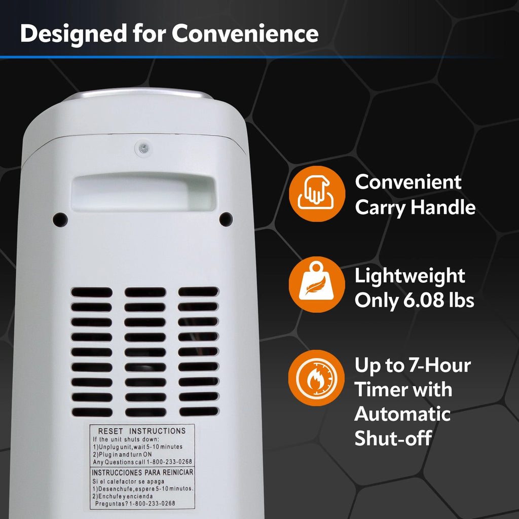Lasko 1500W Electric Oscillating Ceramic Tower Heater with Remote, Black P523519