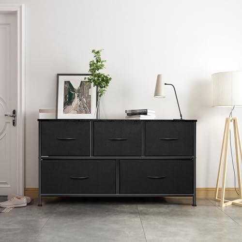 9 Drawer Dresser for Bedroom, Charcoal Black Fabric Storage Chest K84969