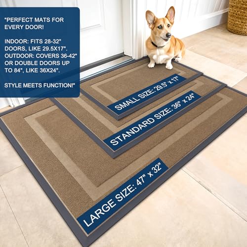 OLANLY Front Door Mat Indoor Outdoor Entrance, Waterproof, 36x24, Black P2970