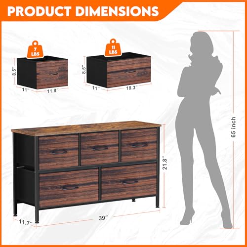 9 Drawer Dresser for Bedroom, Charcoal Black Fabric Storage Chest K84969